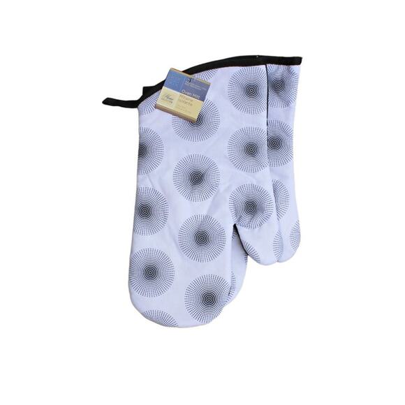 Home Collection 10 Piece Kitchen Linens Set Black & White Mod Retro Funky - Picture 5 of 9